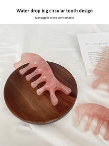 1pc Coarse Tooth Head Massage Comb, Amber Pink Seahorse Shaped Massager, Meridian Relaxation Comb, Face & Jawline Lift Tool, Multi-Functional Beauty Scraper,Beauty,Skin Care Products,Spa,Self Care,Skin Care Tools,Face Care,Esthetician Supplies,Massage,Face Massage Tool,Face Roller - Baby Pink - View 3