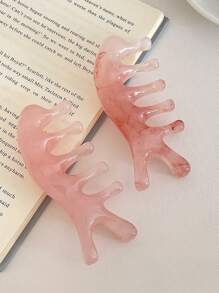 1pc Coarse Tooth Head Massage Comb, Amber Pink Seahorse Shaped Massager, Meridian Relaxation Comb, Face & Jawline Lift Tool, Multi-Functional Beauty Scraper,Beauty,Skin Care Products,Spa,Self Care,Skin Care Tools,Face Care,Esthetician Supplies,Massage,Face Massage Tool,Face Roller - Baby Pink - View 5