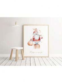 1 件圣诞节海报可爱卡通绘画海报麋鹿圣诞老人帆布印刷节日海报墙壁艺术装饰画家居装饰无框，圣诞礼物 - 彩色 - 查看 81