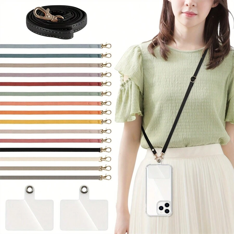 1 Dây treo điện thoại thông minh có thể điều chỉnh dài khoảng 85cm đến 130cm, bao gồm 1 dây đeo cổ và 1 miếng đệm dây đeo điện thoại di động, thích hợp cho túi đeo vai, túi đeo chéo, chống rơi điện thoại, làm bằng da, thích hợp cho ốp lưng điện thoại thông minh, có thể treo quanh cổ hoặc vai để tránh mất mát và tránh làm mất điện thoại thông minh. - Nhiều màu - Xem 1