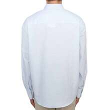 Camisa de manga larga oversized con rayas y logo en forma de corazón en blanco y azul claro - Azul - Ver 3