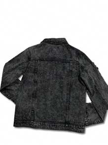 Chaqueta vaquera casual con botones y desgaste otoñal para mujeres