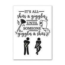 1 件墙壁艺术帆布画有趣的厕所男孩黑白北欧海报和印刷品墙壁画适用于客厅浴室俱乐部装饰无框 - 彩色 - 查看 38