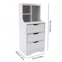 White Tall Nightstand Bedside Table Storage Cabinet Bedroom End Table Organizer With 3 Drawers And Open Shelf
