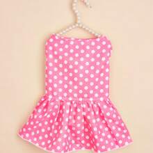 Fashionable Pet Dog Dress, Polka Dot Print Skirt For Small Dogs, Puppy Apparel - Pink - View 5