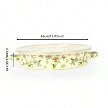1 件 28 厘米/11 英寸双耳瓷烤盘，欧式风格，俄罗斯花，芳香花卉图案，适用于烤肉、牛排、沙拉、意大利面、圣诞火鸡、派对、露营、家庭聚会、礼物，易于清洁 - 彩色 - 查看 14