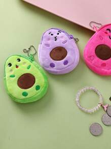 卡通牛油果零钱包，儿童可爱毛绒背包挂件 - 彩色 - 查看 4