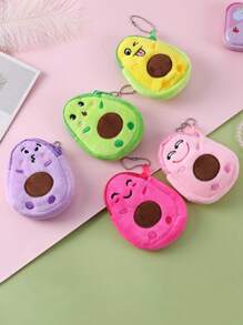 卡通牛油果零钱包，儿童可爱毛绒背包挂件 - 彩色 - 查看 2