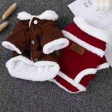 1 pieza Chaleco rojo vino de poliéster de unicolor de felpa, chaqueta de invierno cálida para mascotas pequeñas/medianas - Burdeos - Ver 7