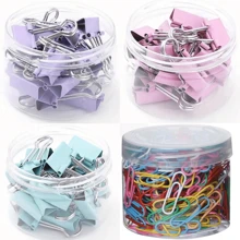 20 个/盒回形针、带塑料盒的小型活页夹、金属夹、办公室密封夹、桌面整理器书签夹、日记本回形针、文件夹、返校、学校用品 - 彩色 - 查看 14