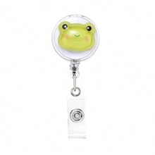 1pc/3pcs/5pcs Cute Cartoon Frog, Rabbit, Bear ID Badge Clip, Retractable Clip-On Name Card Holder Back To School
