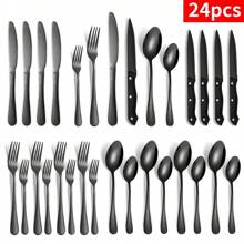 4sets/26pcs Stainless Steel High-End Tableware Set Knife, Fork And Spoon Set 24-Piece Western Steak Knife And Fork