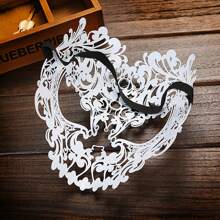 Masquerade Mask Mardi Gras Costume Mask Christmas Cosplay Metal Party Mask, 20*16 Cm - trắng - Xem 3