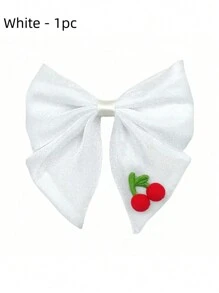 1pc/2pcs Dainty Sweet Cherry White Bow Hair Clips, Elegant Women Clip For Ponytail Hairstyles Decoration,Hair Accessories,Hair Barrettes Claw Clips - Multicolor - View 9