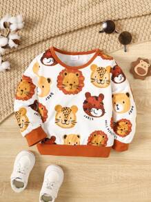 男婴休闲动物元素圆领长袖卫衣，秋季
