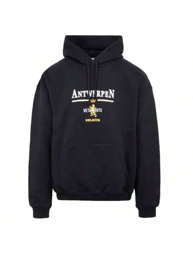 Vetements ANTWERPEN パーカー 限定版 ブラック Vetements Antwerpen Logo Hoodie Black | SHEIN USA