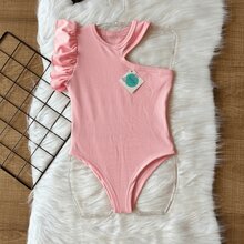 Children's Bodysuit Bodi Bodie Moda Gringa Ribbed Summer Mini Diva Blogger Cutout Ruffled Sleeve - 淺粉色 - 查看 2
