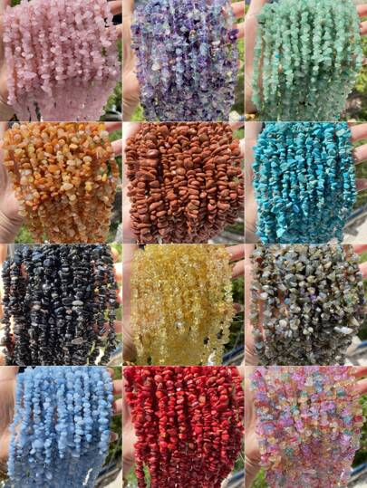 1 包 100/200 件天然石玛瑙水晶不对称半宝石带异形散珠穿孔砾石 DIY 手链项链潮流耳环珠宝制作配件