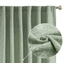 WANGAO Faux Linen Curtains Thick Burlap Beige Curtains Farmhouse Living Room Curtains Rod Pocket Light Filtering Privacy Window Curtains Drapes Set 2 Panels