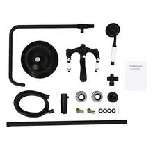 YUNRUX Wall-Mounted Rain Shower, Stainless Steel Shower Set, Retro Shower Fitting, Rain Shower System With Rain Shower Head And Hand Shower - Black - View 7