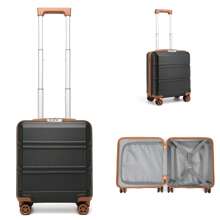 Vali xách tay 16 inch nhẹ ABS Vỏ cứng có khóa TSA Bánh xe xoay Tay cầm dạng ống lồng cho hành lý xách tay Vali du lịch Vali vali Vali bền bỉ - Đen-1 - Xem 1