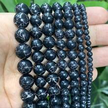 Hạt tròn trơn màu xanh dương, đỏ, trắng sọc, xanh ngọc, dài 15 inch, kích thước 4/6/8/10/12mm, dùng để tự làm trang sức. - màu ngọc lam - Xem 48