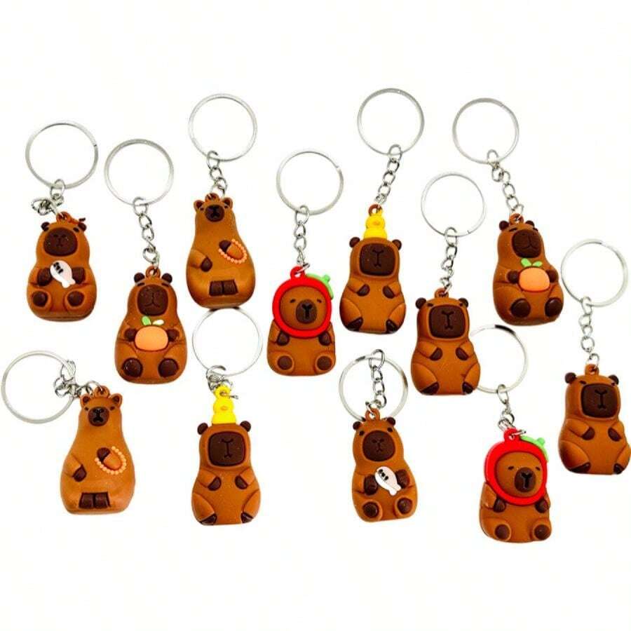 12 Llaveros Capibara recuerdos de fiestas tematicas llavero de capibara para regalar - Café integral - Ver 1