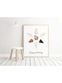 1 件圣诞节海报可爱卡通绘画海报麋鹿圣诞老人帆布印刷节日海报墙壁艺术装饰画家居装饰无框，圣诞礼物 - 彩色 - 查看 95