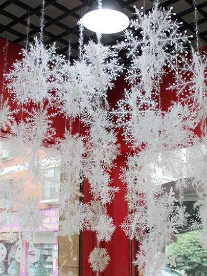 15 件人造雪花，圣诞树挂饰，3D 雪花派对背景装饰，悬挂雪花流苏，适合圣诞主题派对和圣诞树装饰，圣诞节