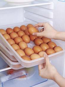 1 pieza/2 piezas Bandeja para huevos con tapa que puede contener 30 huevos, envase de almacenamiento transparente para huevos, cartón de huevos de capa individual separado, bandeja fresca, soporte para huevos frescos, adecuado para refrigerador de cocina, gabinetes y estantes, artículos de cocina - Blanco - Ver 3