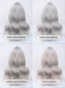 1-Piece Synthetic Heat Resistant Curly Hair With Bangs Wig Silver 20 Inch Woven Daily Natural Realistic Wig