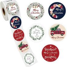 500 hojas/rollo de pegatinas navideñas, pegatinas de saludos y gratitud navideños, pegatinas de etiquetas selladas con temática navideña, adecuadas para envoltorios de regalos hechos en casa, decoración de papelería, pegatinas de felicitaciones navideñas, sellado, decoración de regalos, Navidad - pegatinas navideñas - Ver 8