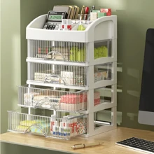 Transparent Desktop Drawer Organizer Box, Makeup Storage Rack For Cosmetics, Lipstick, Skin Care Products - White - View 2