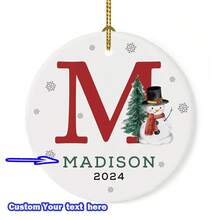 1pc Customizable Christmas Ornament - Personalized 26 Letter Alphabet Name - Festive Decoration, Customize Name Text, Christmas Gift For Yourself, Friends, Girlfriend, 8*8cm Round Ball Ornament,Christmas