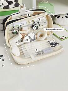 Estuche de lápices con suerte, bolsa de almacenamiento de papelería con múltiples bolsillos y tapa con solapa, adecuado para estudiantes en la temporada de regreso a clases - Unitalla - Ver 5