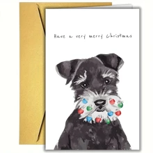 1 张迷人雪纳瑞圣诞贺卡 - 适合节日、生日等 - 适合每个人的独特问候 - 彩色 - 查看 4