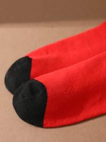 1 双男女通用新奇红色炸薯条袜子，舒适休闲袜子礼盒，适合万圣节、圣诞节、情人节，适合所有季节、秋冬风格 - 彩色 - 查看 5