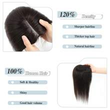 12inch Human Hair Toppers For Women Real Human Hair Topper Hair Pieces For Women Human Hair Toppers For Women With Thinning Hair Pieces For Thinning Hair Loss Cover - Dark Brown - 查看 3
