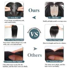 12inch Human Hair Toppers For Women Real Human Hair Topper Hair Pieces For Women Human Hair Toppers For Women With Thinning Hair Pieces For Thinning Hair Loss Cover - Dark Brown - 查看 7