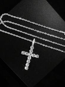 LIGHTSOME Dây chuyền mặt dây chuyền Hip Hop hình thánh giá Chúa Jesus dành cho nam Bộ trang sức Hip Hop mặt dây chuyền nhiều lớp tôn giáo - Bạc - Xem 7