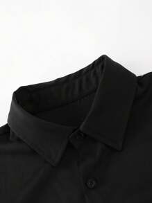 Conjunto de 2 peças de camisa de manga comprida com patchwork de cor contrastante masculina e calças casuais com cordão