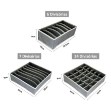 Kit 3 Drawer Organizers Honeycomb 24, 7 And 6 Dividers TNT Anti-Dust Humidity Wardrobe - 灰色 - 查看 1
