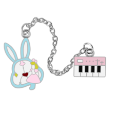 1 件装迷你电子风琴兔子珐琅别针卡通动物金属链胸针时尚夹克翻领别针背包徽章女孩首饰 - 彩色 - 查看 14