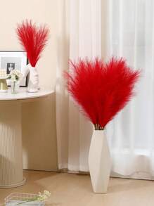 20根人造芦苇草，波西米亚风装饰，高挑蓬松，适合用作花瓶填充物、农舍家居厨房波西米亚风装饰、房间装饰、婚礼派对装饰（红色）、情人节、毕业典礼、秋季装饰、秋季、人造植物 - 紅色 - 查看 6