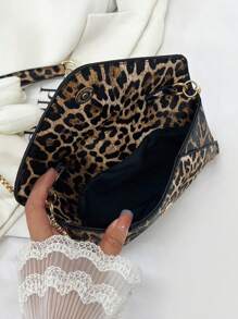 Túi cầm tay/túi đeo chéo họa tiết da báo thời trang dành cho nữ có dây xích, túi đeo chéo buổi tối mới, túi họa tiết da báo, túi họa tiết da báo thời trang dành cho nữ họa tiết da báo Comeback - màu nâu - Xem 6