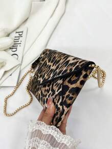 Túi cầm tay/túi đeo chéo họa tiết da báo thời trang dành cho nữ có dây xích, túi đeo chéo buổi tối mới, túi họa tiết da báo, túi họa tiết da báo thời trang dành cho nữ họa tiết da báo Comeback - màu nâu - Xem 7