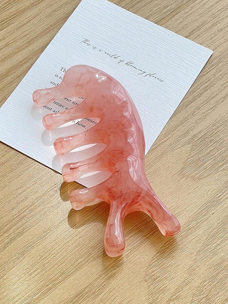 1pc Coarse Tooth Head Massage Comb, Amber Pink Seahorse Shaped Massager, Meridian Relaxation Comb, Face & Jawline Lift Tool, Multi-Functional Beauty Scraper,Beauty,Skin Care Products,Spa,Self Care,Skin Care Tools,Face Care,Esthetician Supplies,Massage,Face Massage Tool,Face Roller - Baby Pink - View 1