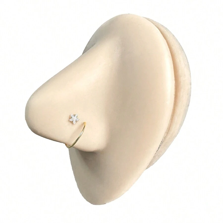 2 piezas Pendiente de aro de la nariz de plata de ley 925 con forma de N y circonita cúbica estelar exquisita de 3,0 mm para mujeres