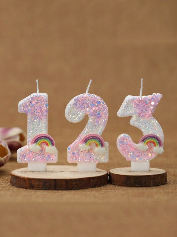 1 pieza Vela de número para pastel de cumpleaños con efecto ombre de rosa a blanco arcoíris, vela de cumpleaños creativa y romántica, suministros y decoración para fiesta de cumpleaños, decoración de habitación, regalos, velas de cumpleaños, decoraciones de cumpleaños, feliz cumpleaños, velas para pastel, decoración de habitación