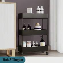 Rolling Storage Cart, Multifunctional Mesh Organization Utility Cart, For Kitchen - Black - View 2